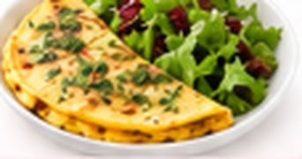 Omelette aux herbes fraîches, salade verte & huile de colza