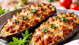 Aubergines farcies dinde-tomate