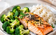 Saumon au four, brocoli & riz