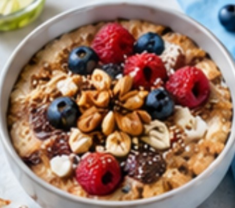 Baked porridge aux fruits rouges & noix