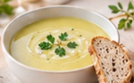 Soupe poireaux-coco + tartine sans gluten