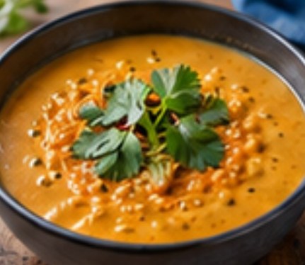 Soupe coco lentilles corail aux épinards