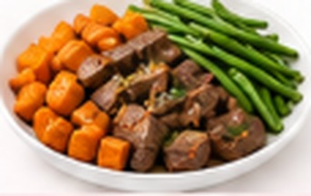 Bœuf mariné gingembre & citron, patate douce & haricots verts