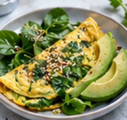 Omelette épinards & avocat
