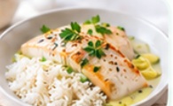 Poisson blanc coco-gingembre + riz