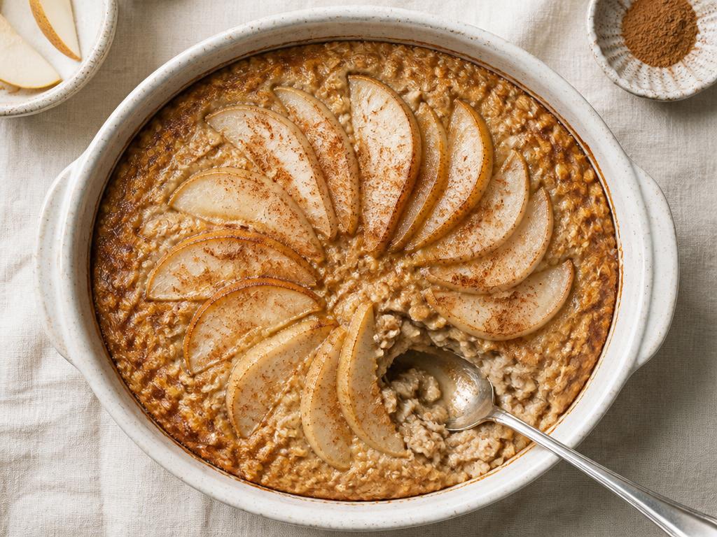 Baked porridge poire-cannelle
