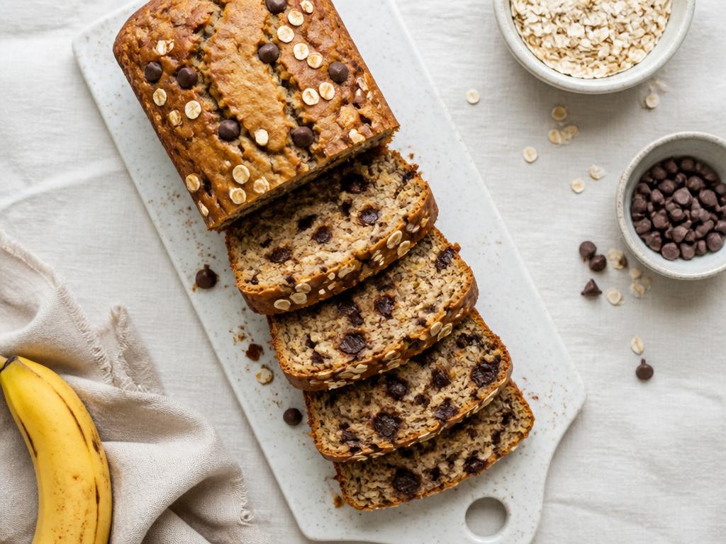 Cake banane, avoine & pépites de chocolat