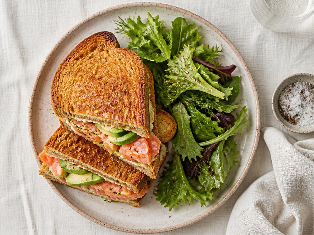 Croque saumon-avocat & salade