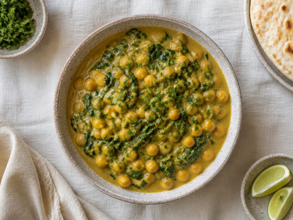 Curry pois chiches, épinards & coco