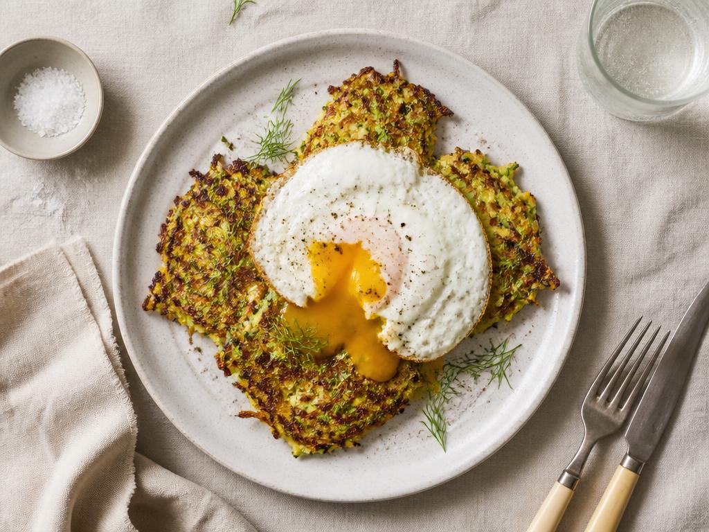 Galettes de courgette & œuf coulant