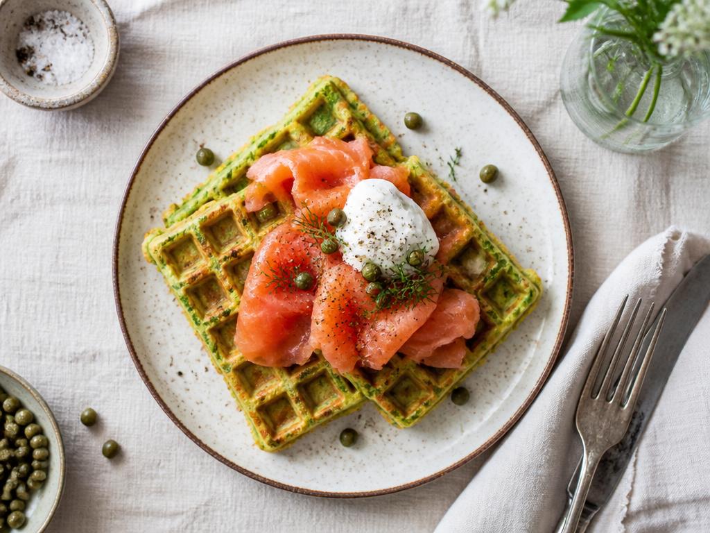 Gaufres courgette & saumon
