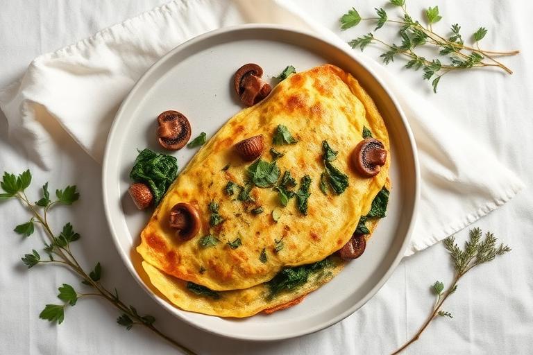 Omelette épinards & champignons
