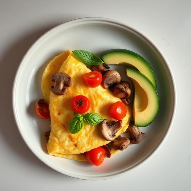 Omelette tomate, basilic & champignons