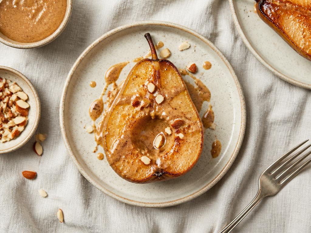 Poire chaude & purée d'amande