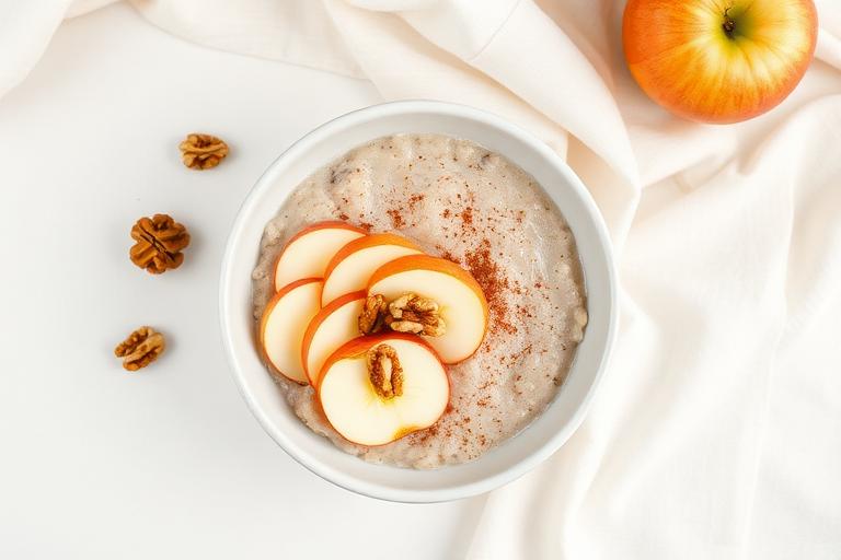 Porridge pomme, cannelle & noix