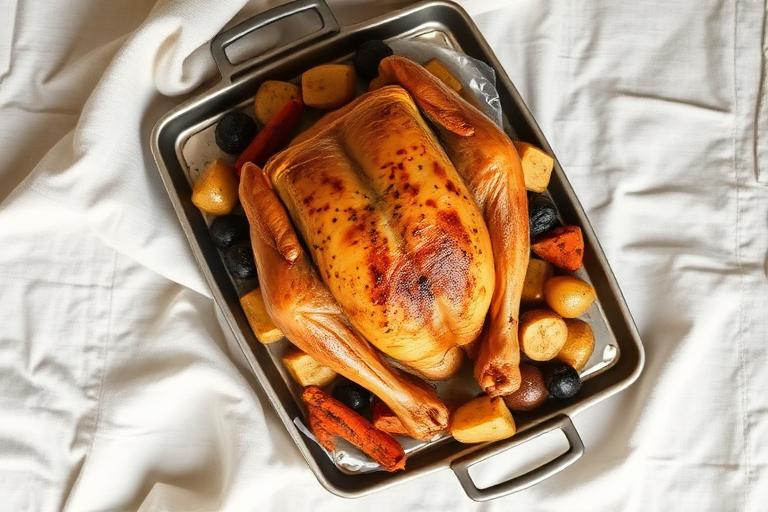 Poulet rôti, légumes & pommes de terre