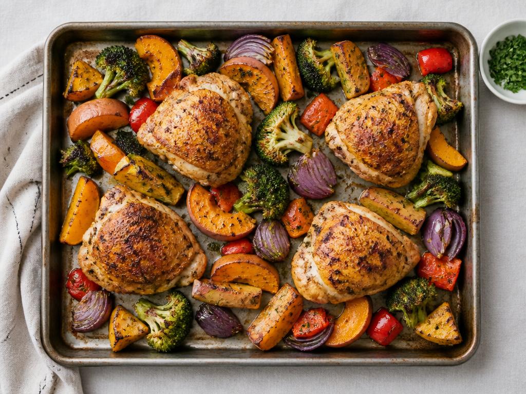 Poulet rôti « tout sur une plaque »