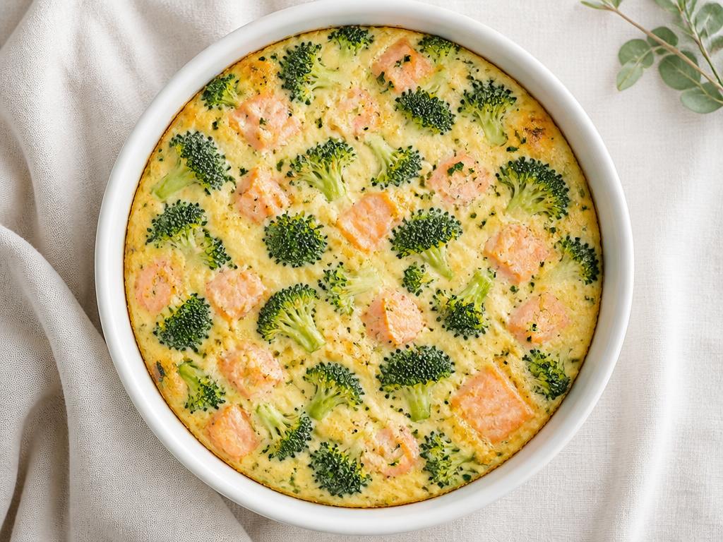 Quiche SANS PÂTE brocoli-saumon