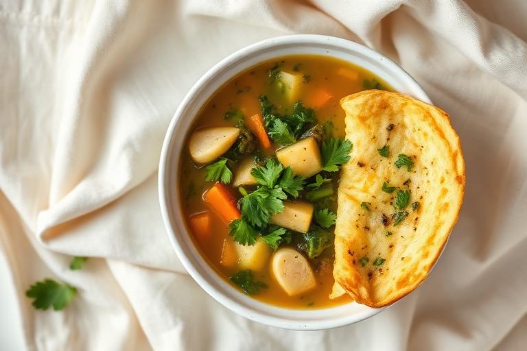 Soupe de légumes & omelette aux herbes