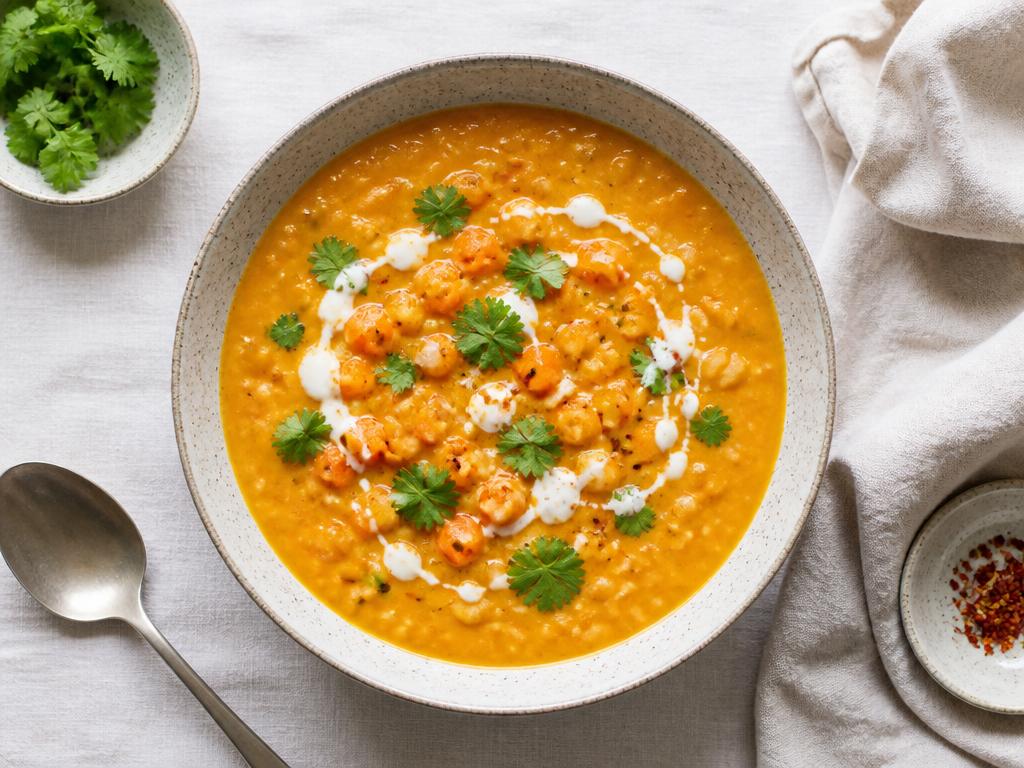 Soupe lentilles corail, carotte & coco