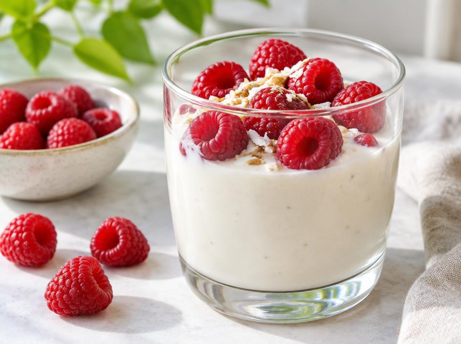 Yaourt végétal & framboises